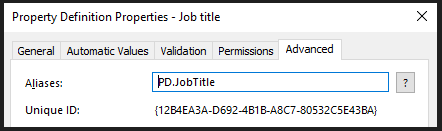 M-Files "Job title" metadata list property advanced definition settings 